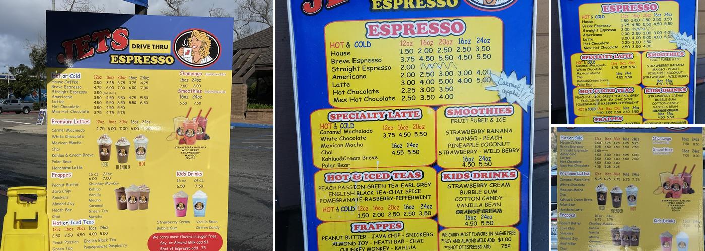 Jets Espresso Menu