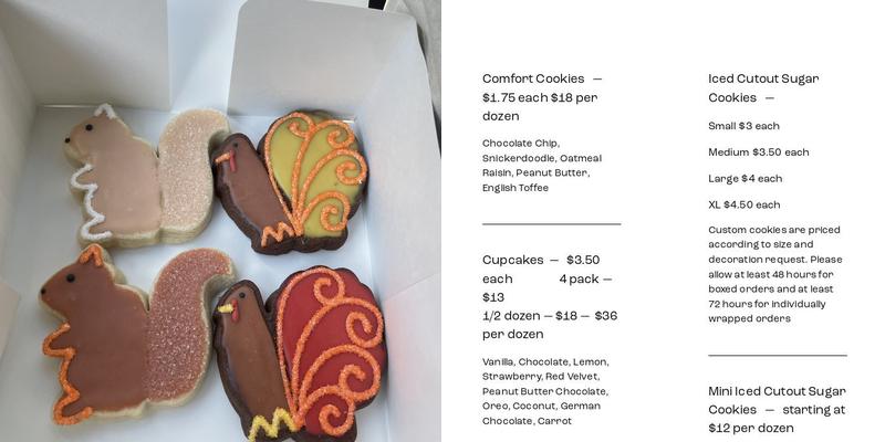 Glitz Bakery Menu