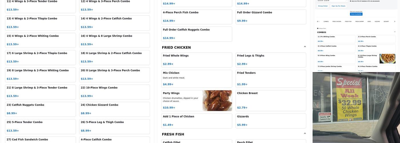 J'S Fish And Chicken Menu