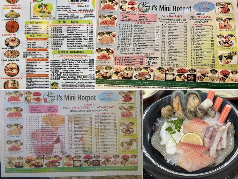 J’s Mini Hot Pot Menu
