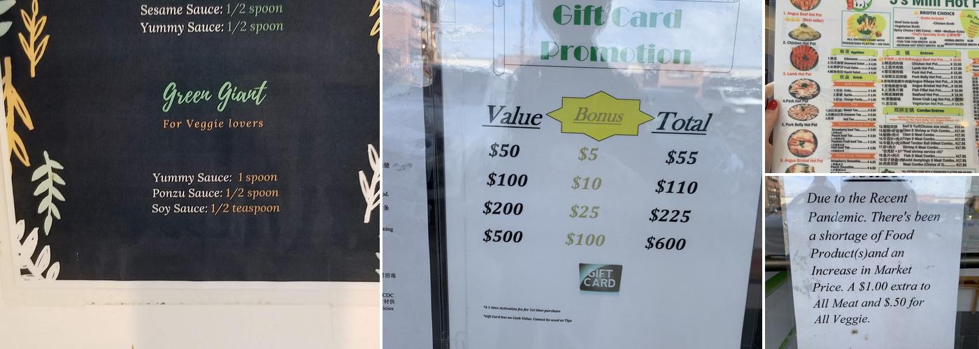 J's Mini HotPot Deluxe Menu