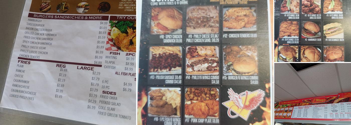 J Wings Menu