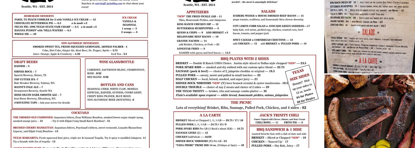 Jack's BBQ Menu
