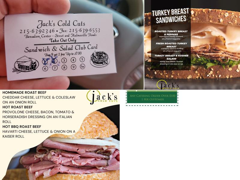 Jack's Cold Cuts Menu