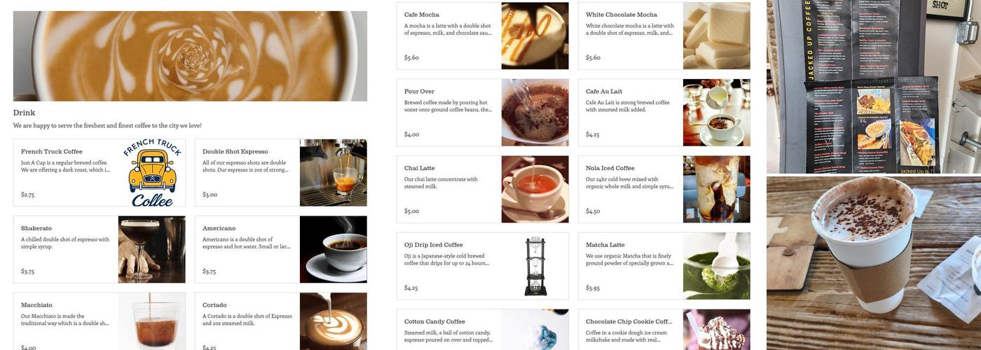 Jacked Up Coffee Bar Menu