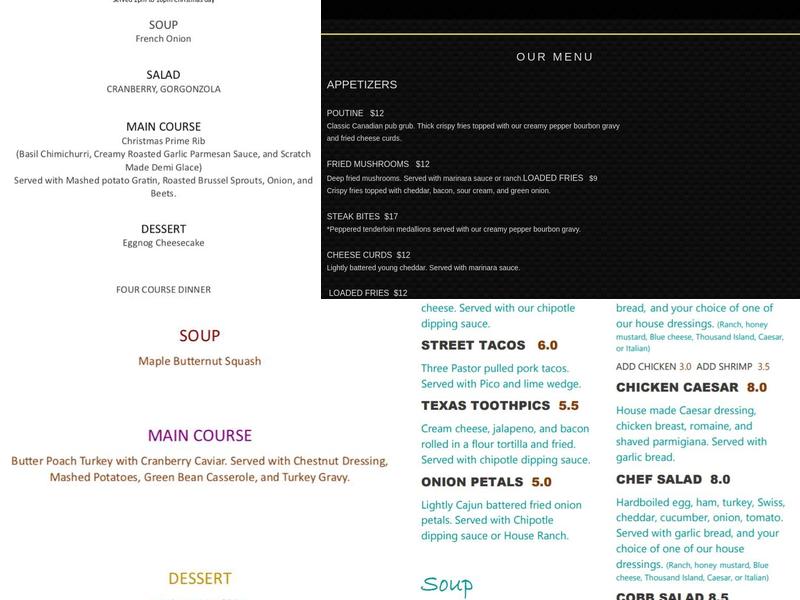 Jackpot Bistro Menu