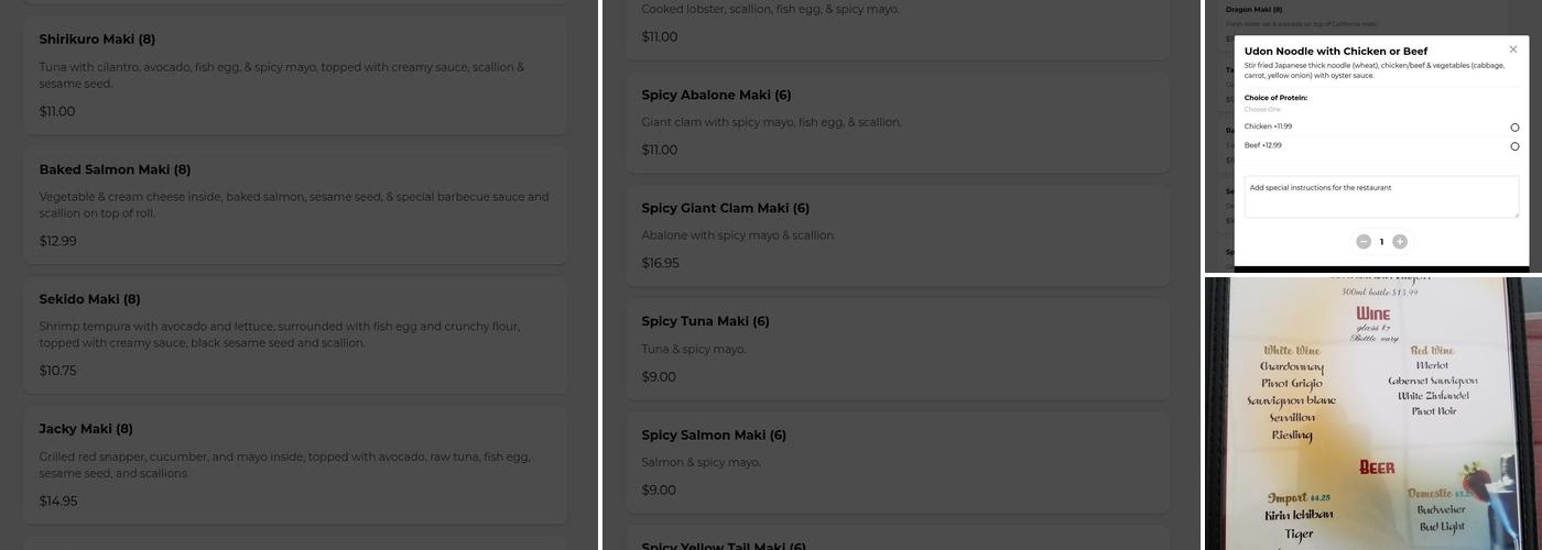 Jacky Chan Sushi Menu