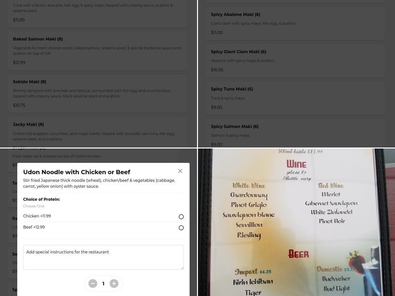 Jacky Chan Sushi Menu