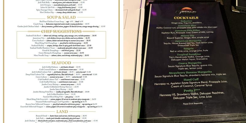 Jamerican Cuisine Menu