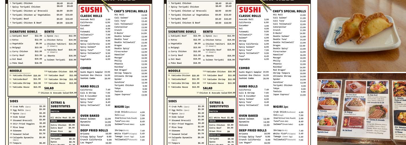 Japan Express Menu