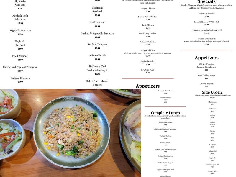 Japanese Kitchen Menu