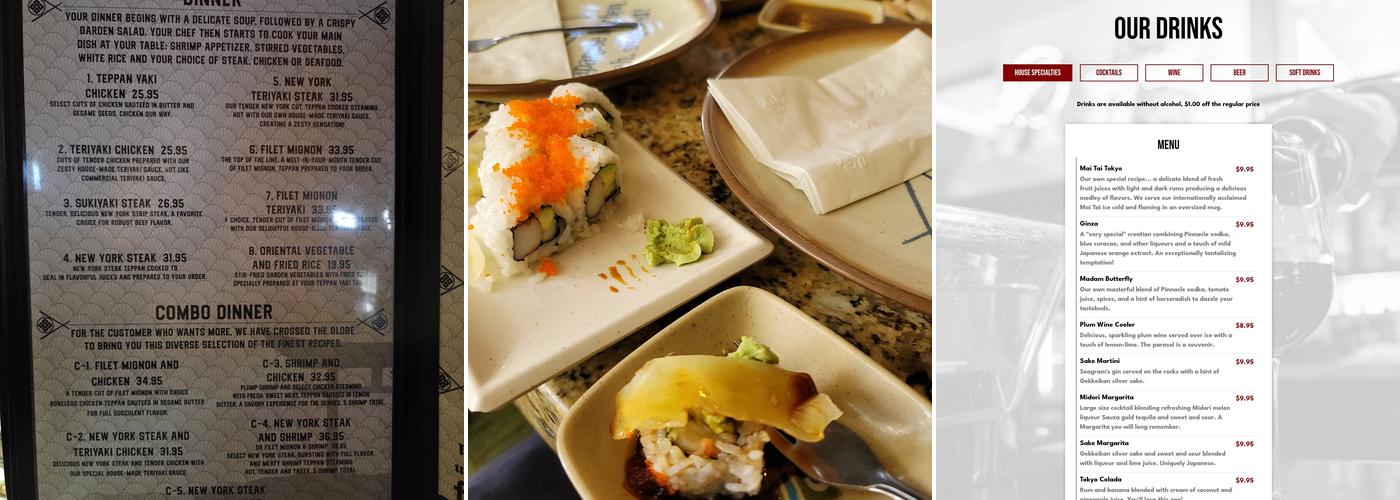 Japanese Kitchen Steakhouse, Teppanyaki & Sushi Menu