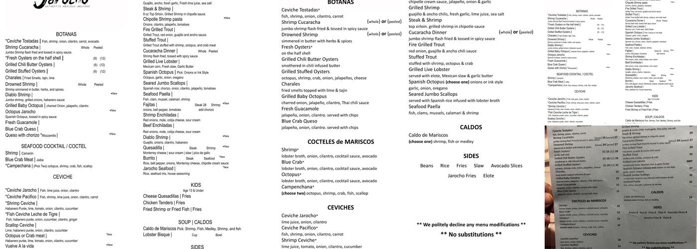 Jarocho Menu