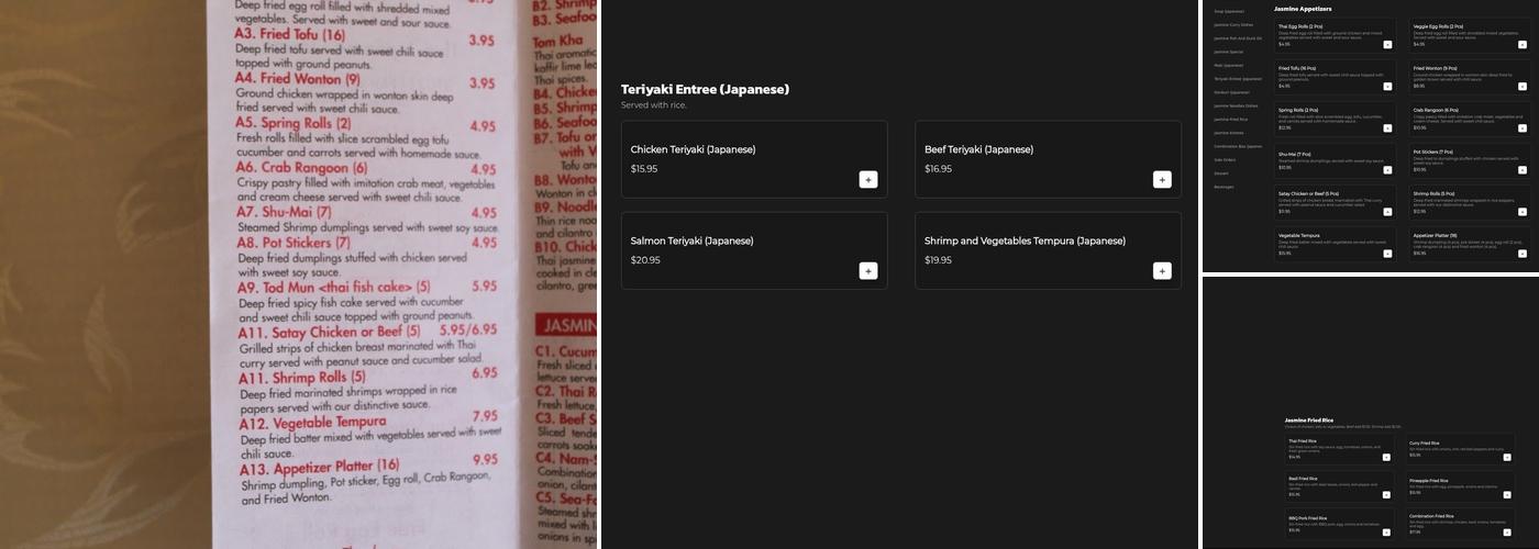 Jasmine Rice Menu