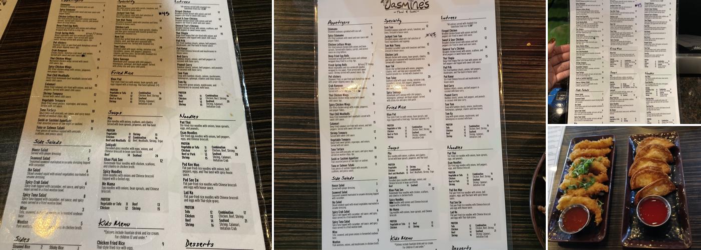 Jasmine's Thai & Sushi Menu