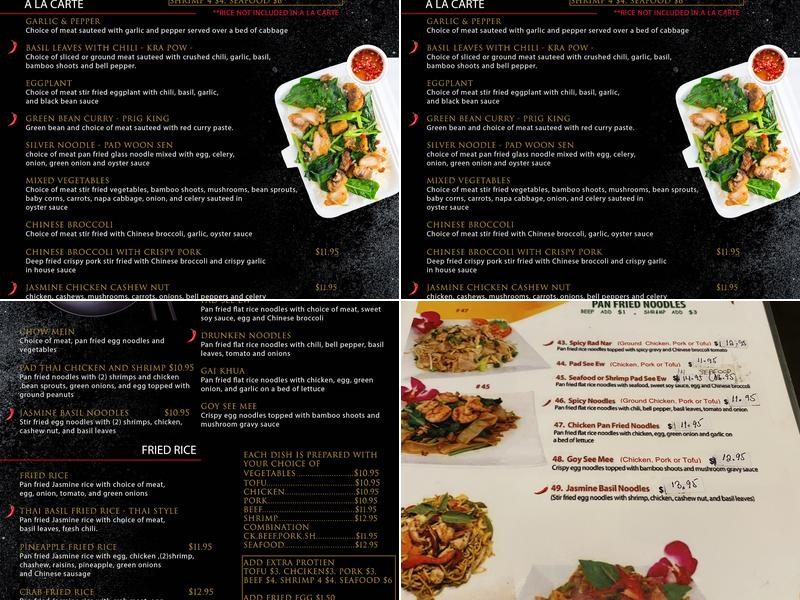 Jasmine Thai Cuisine Menu