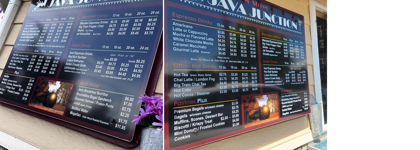 Java Junction espresso Menu