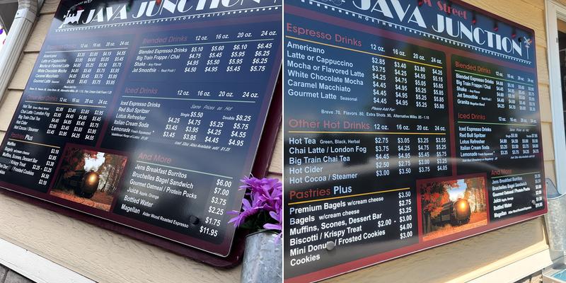 Java Junction espresso Menu