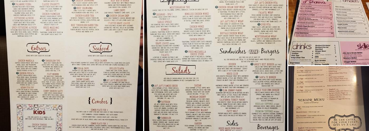 Jay Jay's Bistro Menu