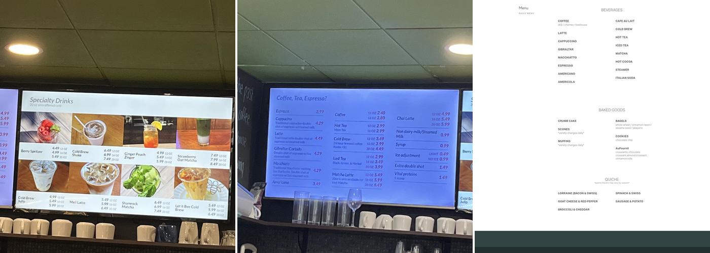 Jersey Java and Tea Co. Menu