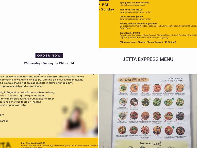 Jetta Thai Express Menu