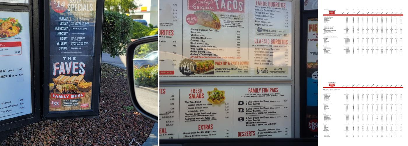 Jimboy's Tacos Menu
