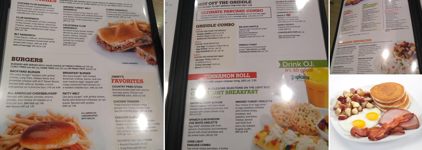 Jimmy's Egg - Amarillo, Georgia St. Menu