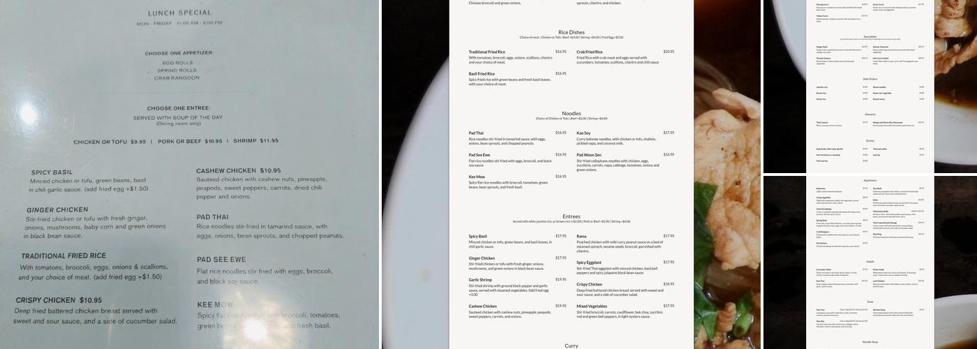 Jin Thai Menu
