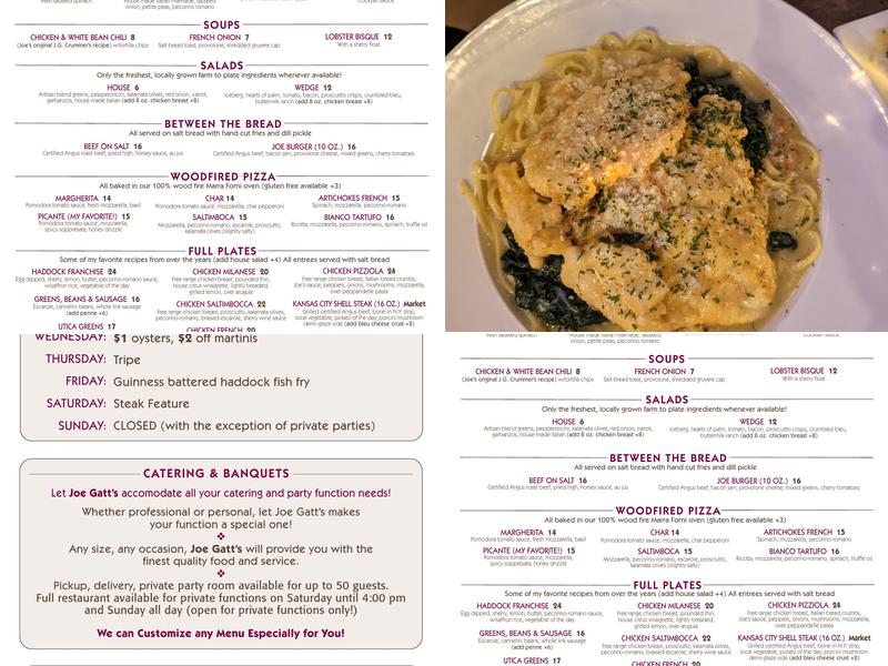 JoeGatt's Food & Cocktails Menu