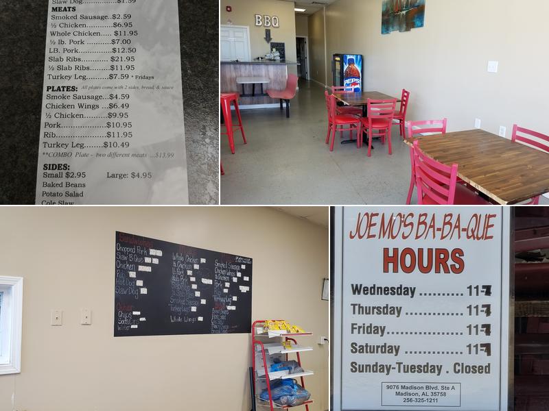 Joe Mo's Ba-Ba-Que Menu