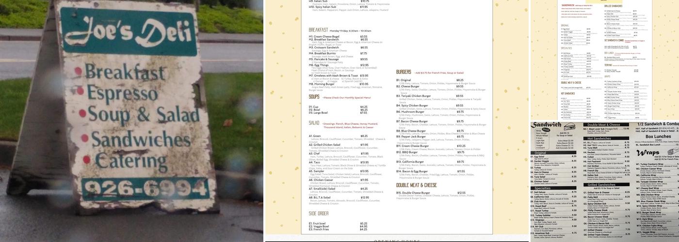 Joe's Deli Menu