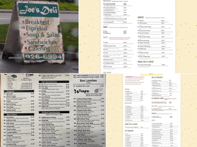 Joe's Deli Menu
