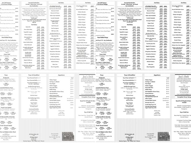 Joe's Deli Menu