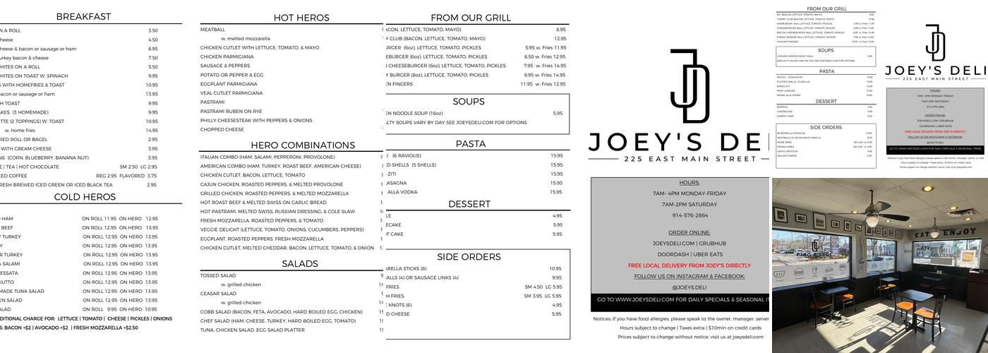 Joey's Delicatessen Menu