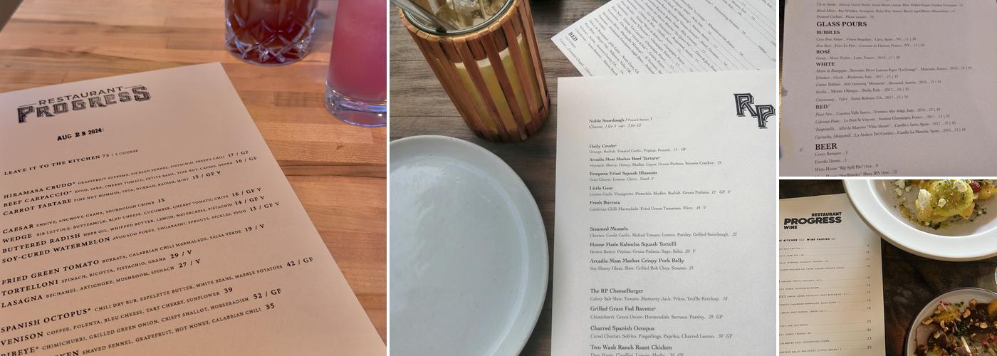 Restaurant Progress Menu