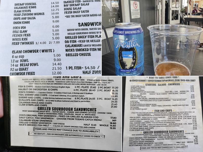 Jon's Fish Market Menu