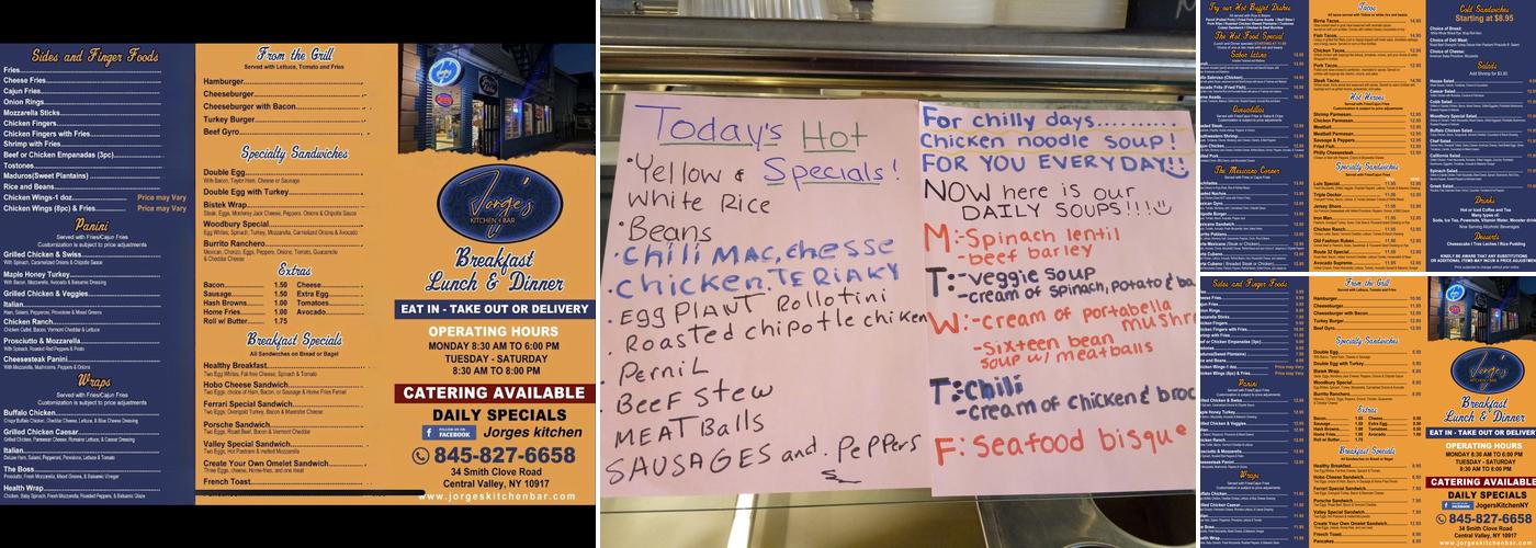 Jorge's Kitchen & Bar Menu