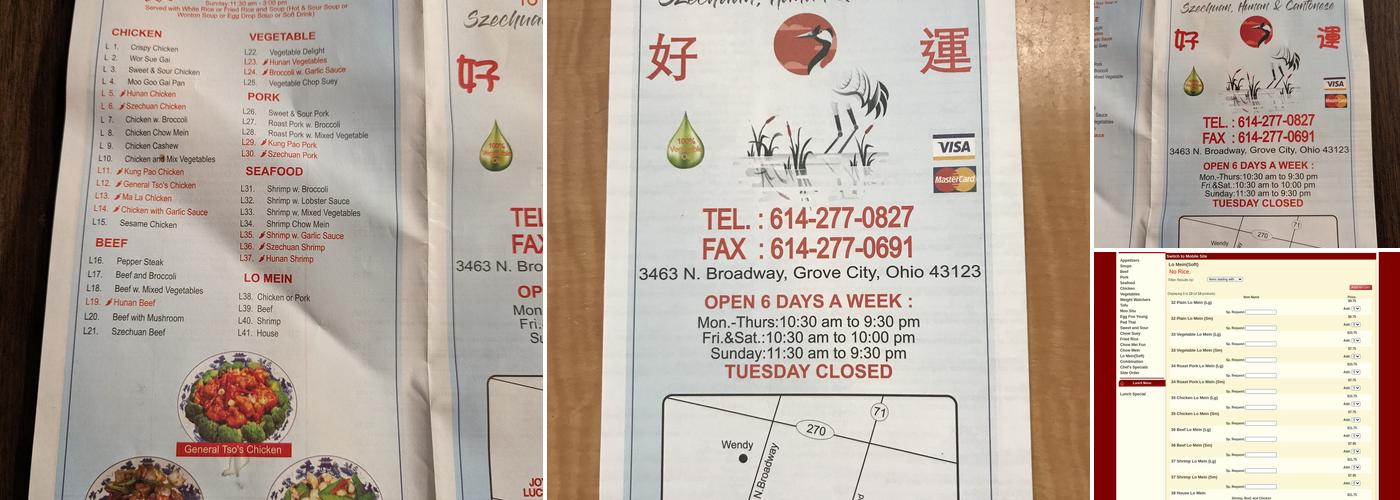 Joy Lucky Menu