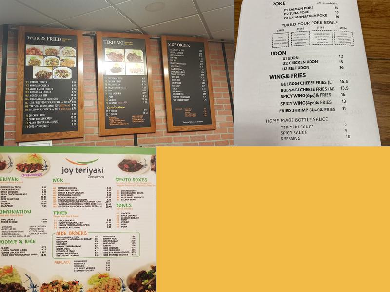 Joy Teriyaki Menu