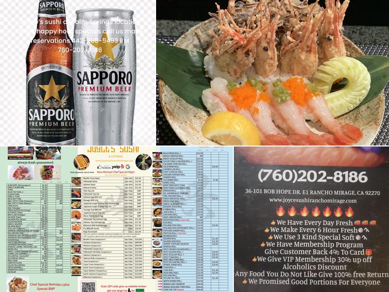 Joyce's Sushi Menu