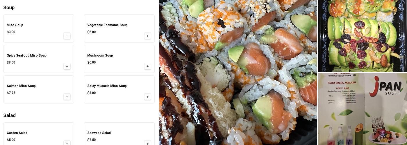 JPan Sushi Menu