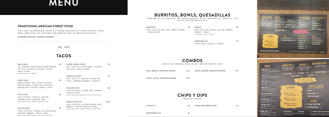 Juan Taco Menu