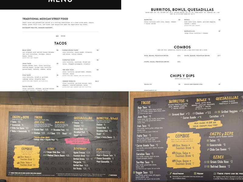 Juan Taco Menu