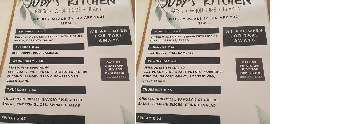 Judy's Kitchen Menu