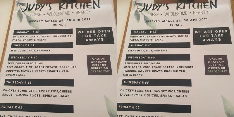 Judy's Kitchen Menu