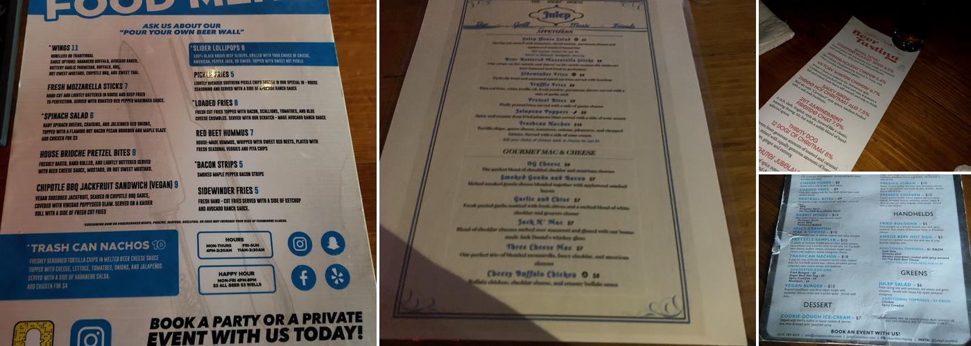 Julep Menu