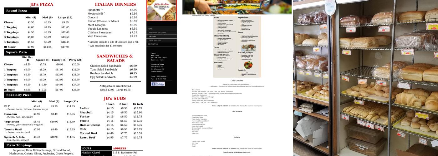 Julian Brothers Menu