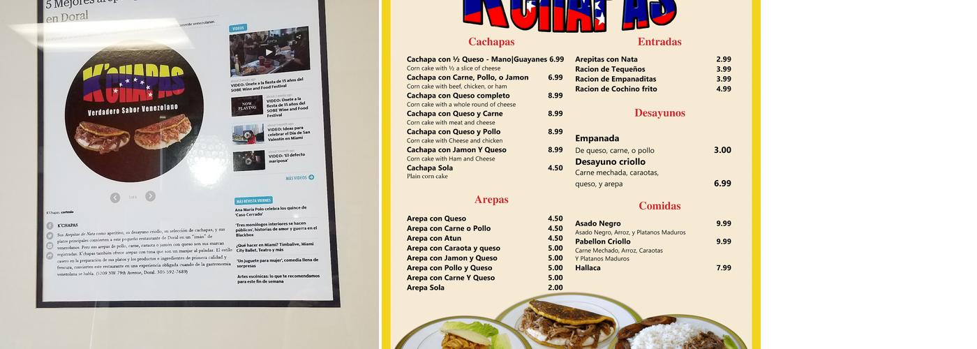K'Chapas Menu