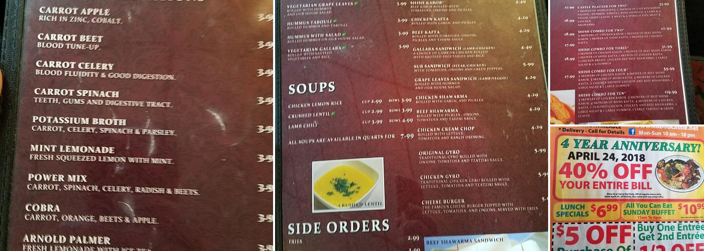 Kabob Castle Menu