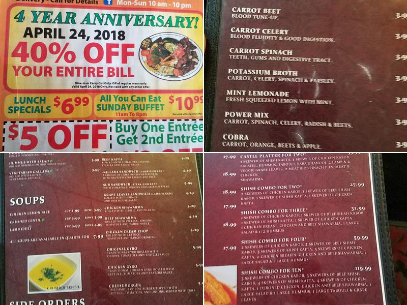 Kabob Castle Menu